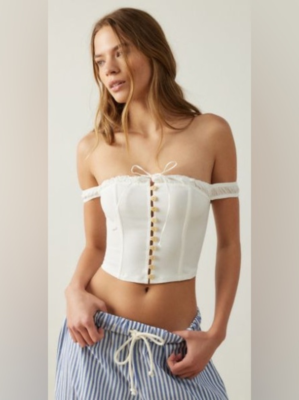 Urban Outfitter Amaury Off The Shoulder White Corset Top Small ize Small